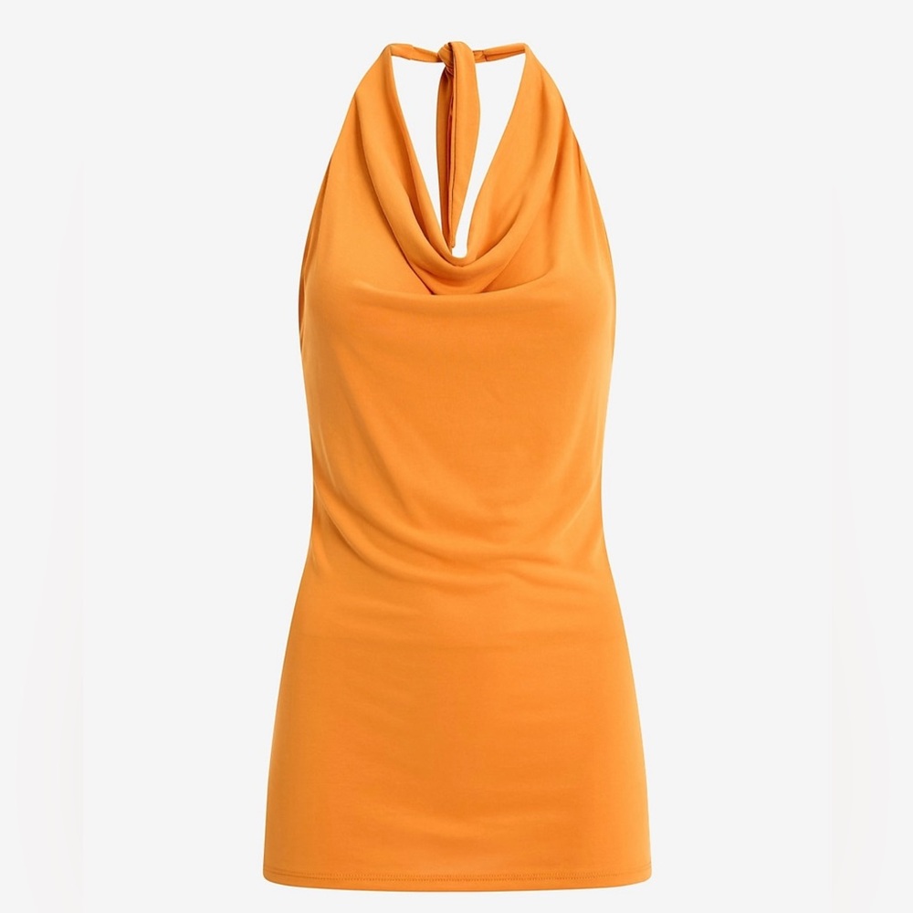 Express Cowl Neck Tie Halter Open
Back Tank